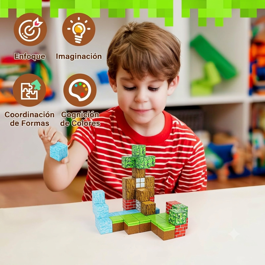 Bloques Magnéticos Estilo Minecraft Pack 88 UND